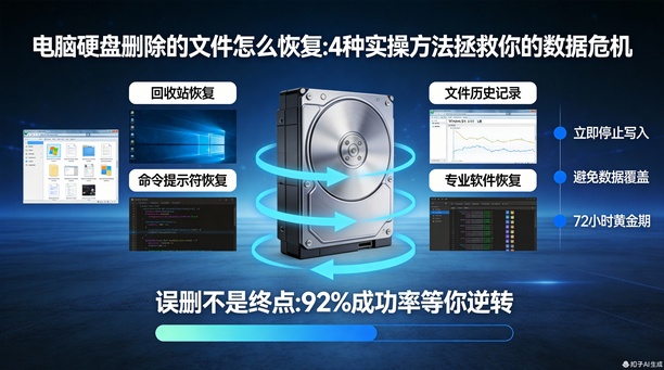 电脑硬盘删除的文件怎么恢复？4种实操方法拯救你的数据危机！