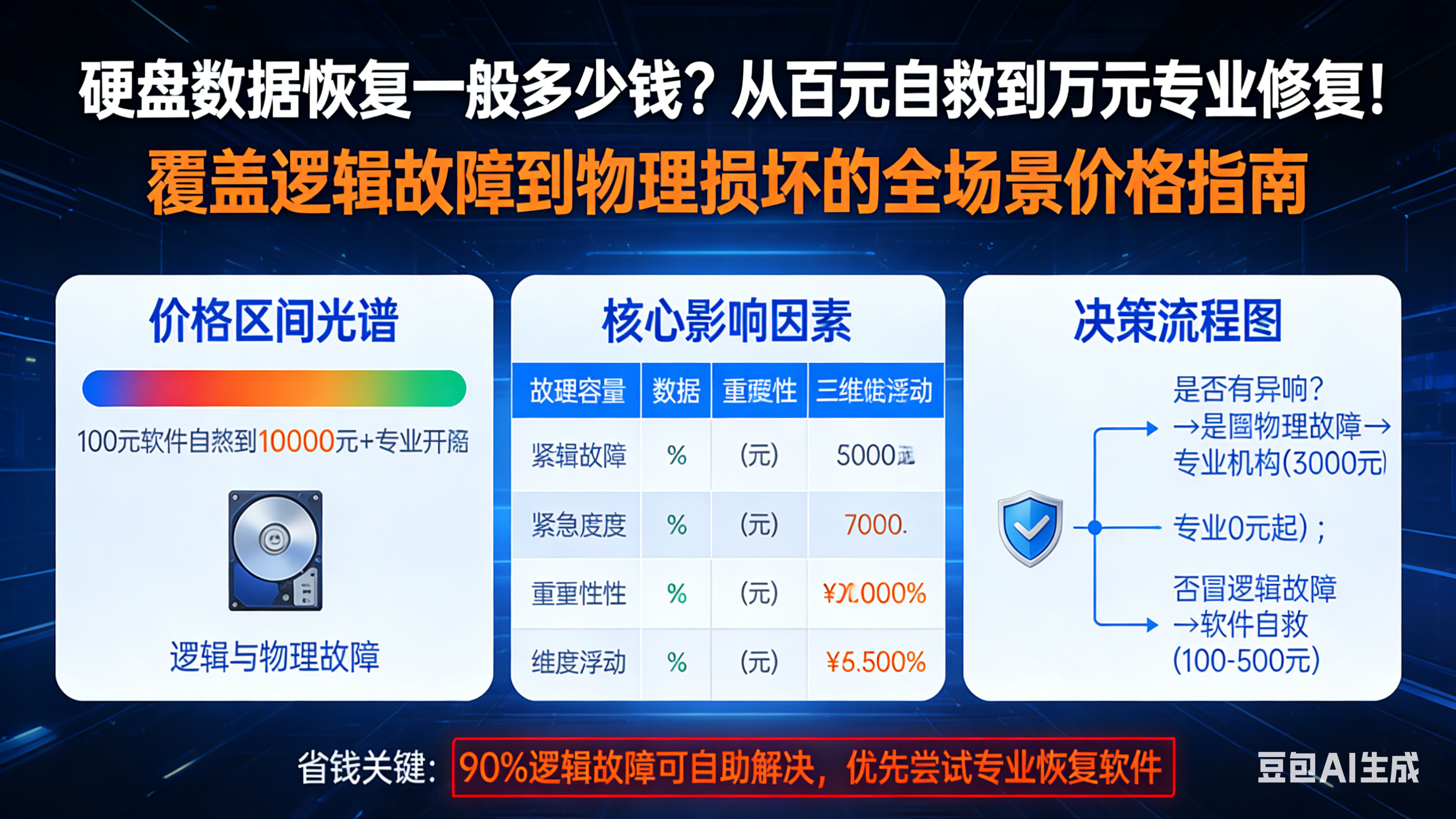 硬盘数据恢复一般多少钱？从百元自救到万元专业修复！