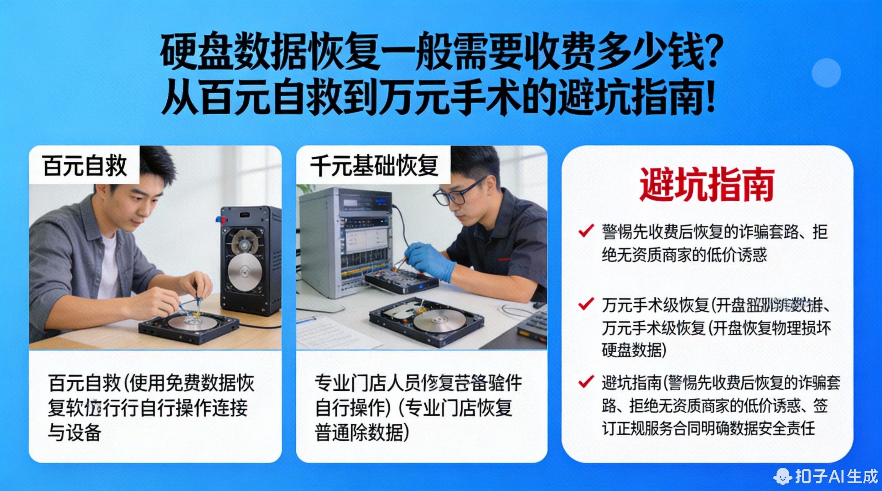 硬盘数据恢复一般需要收费多少钱？从百元自救到万元“手术”的避坑指南！