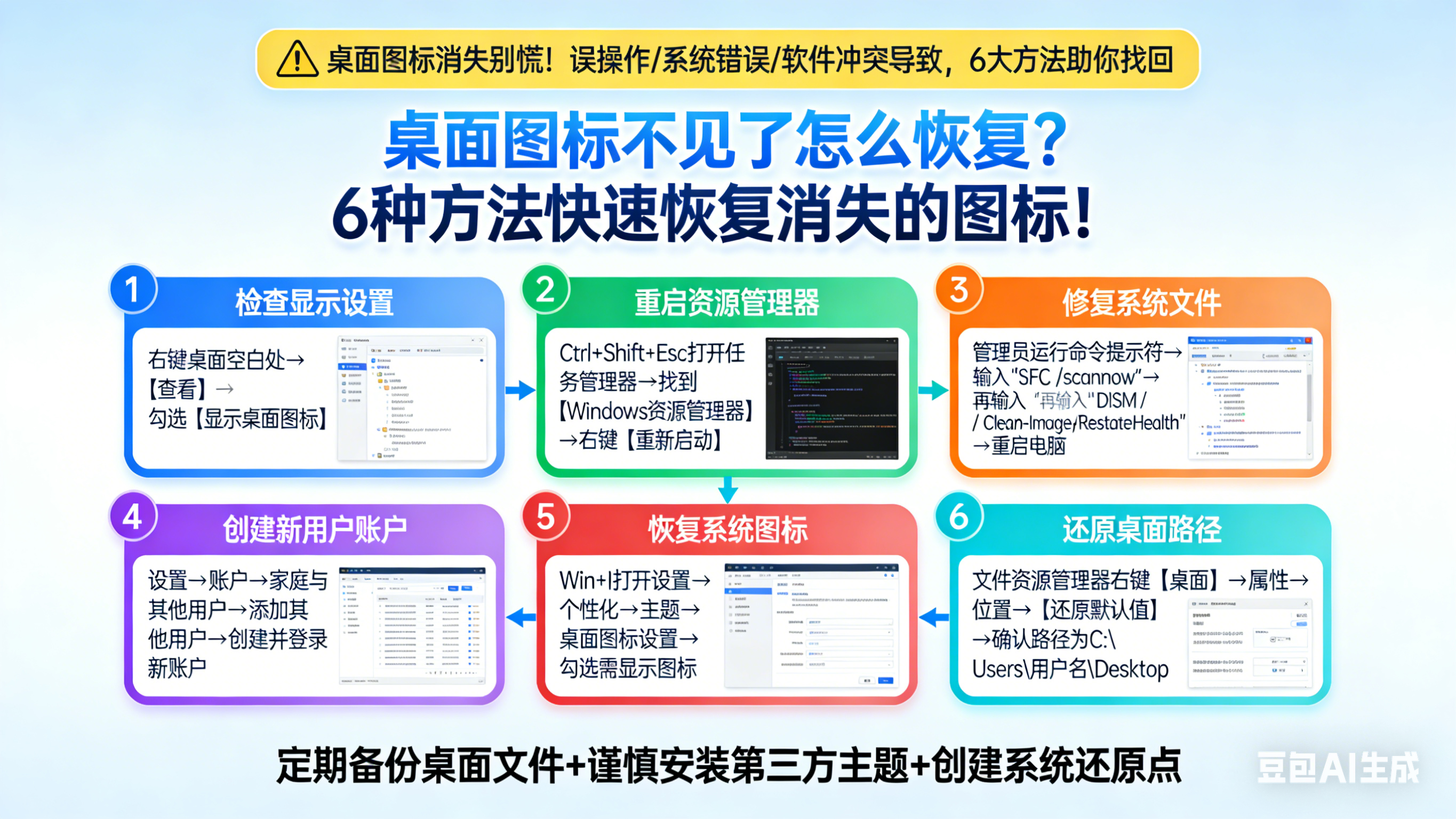 桌面图标不见了怎么恢复？6种方法快速恢复消失的图标！