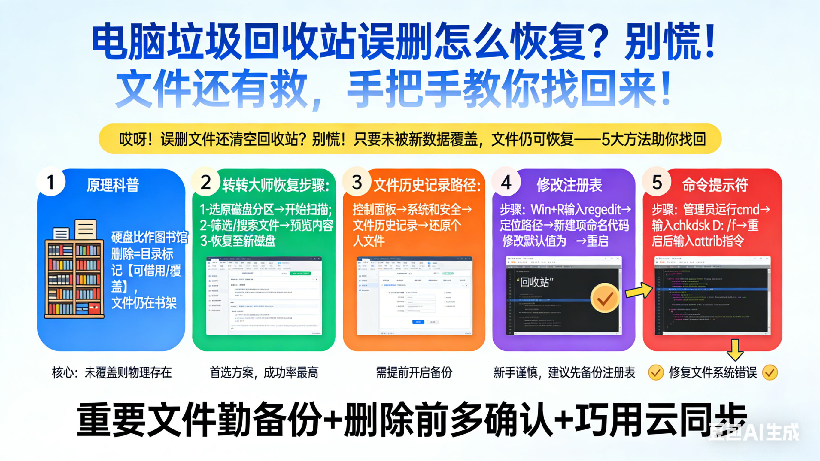 电脑垃圾回收站误删怎么恢复？别慌！文件还有救，手把手教你找回来！