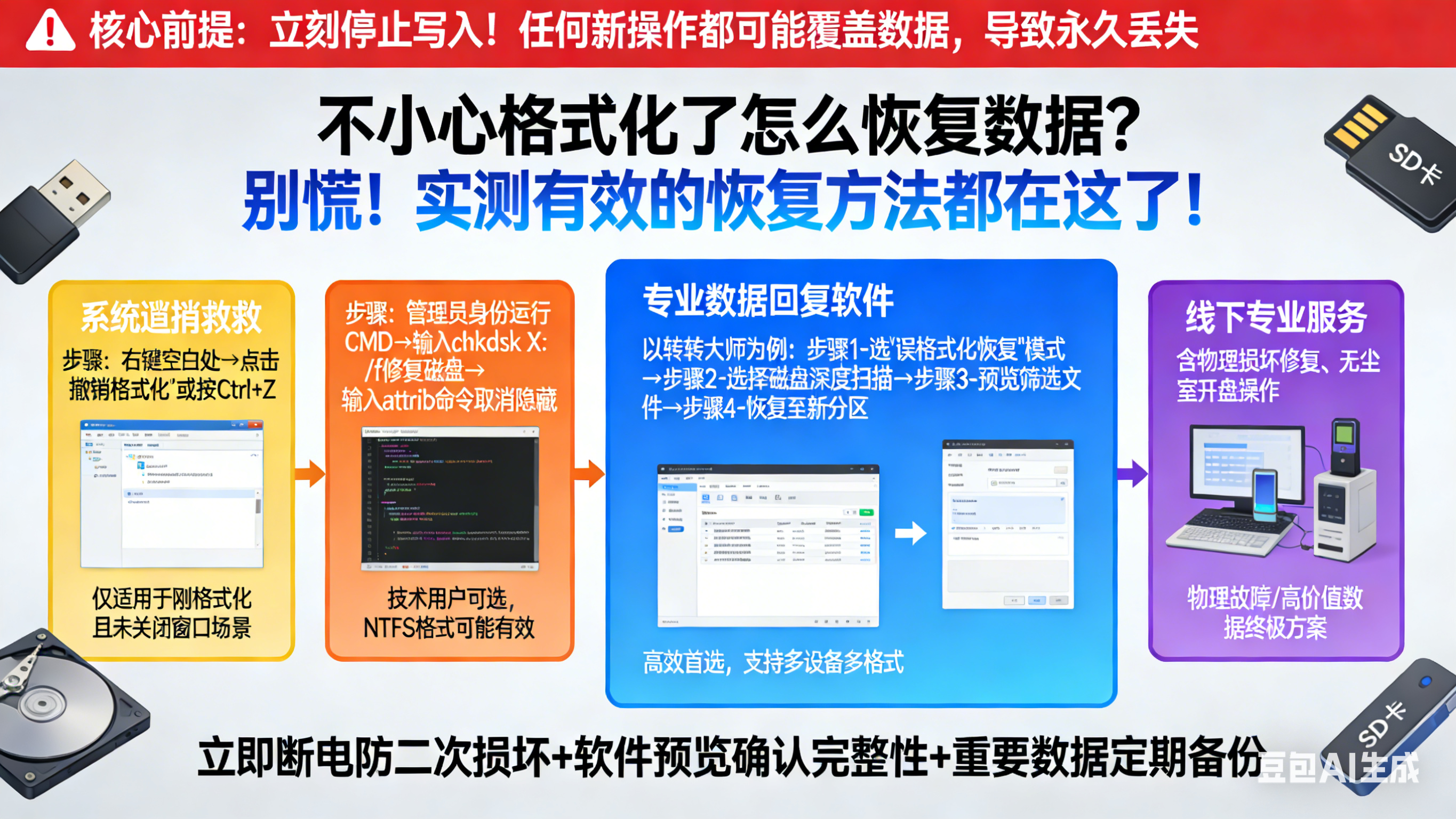 不小心格式化了怎么恢复数据？别慌！实测有效的恢复方法都在这了！