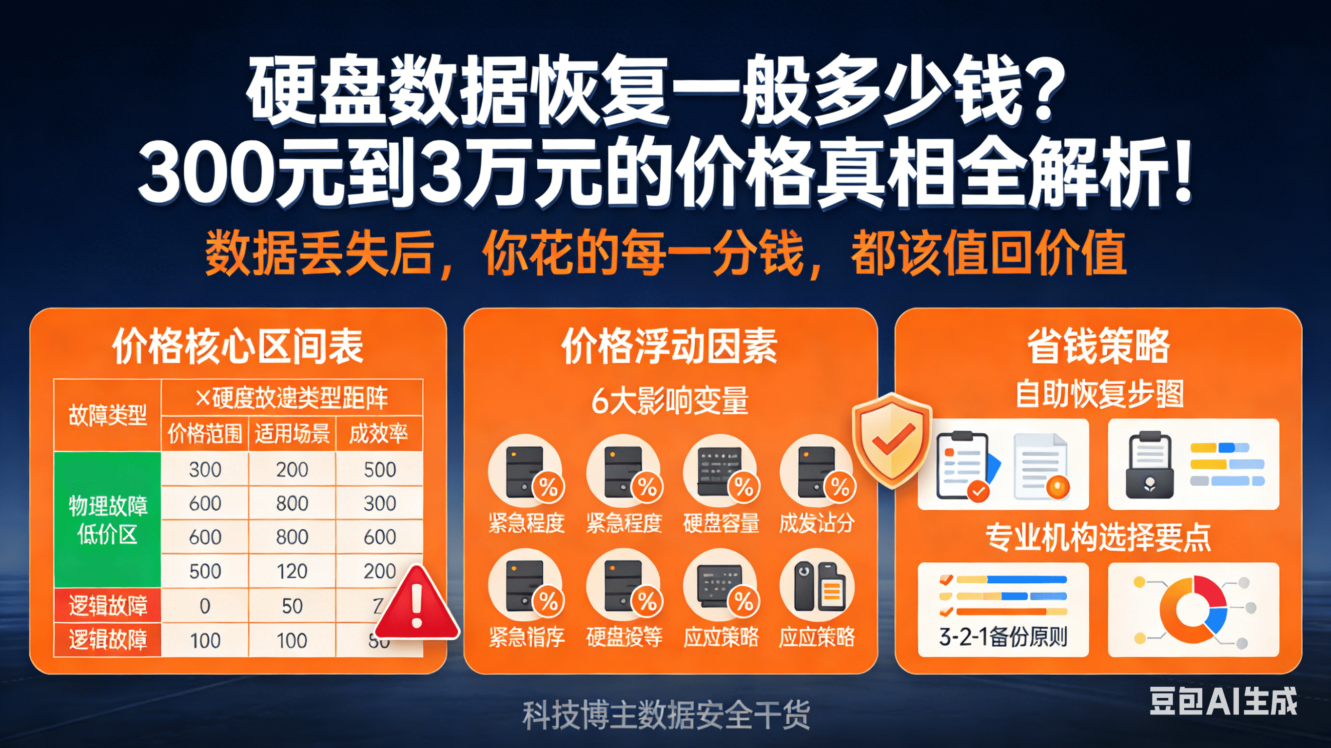 硬盘数据恢复一般多少钱？300元到3万元的价格真相全解析！