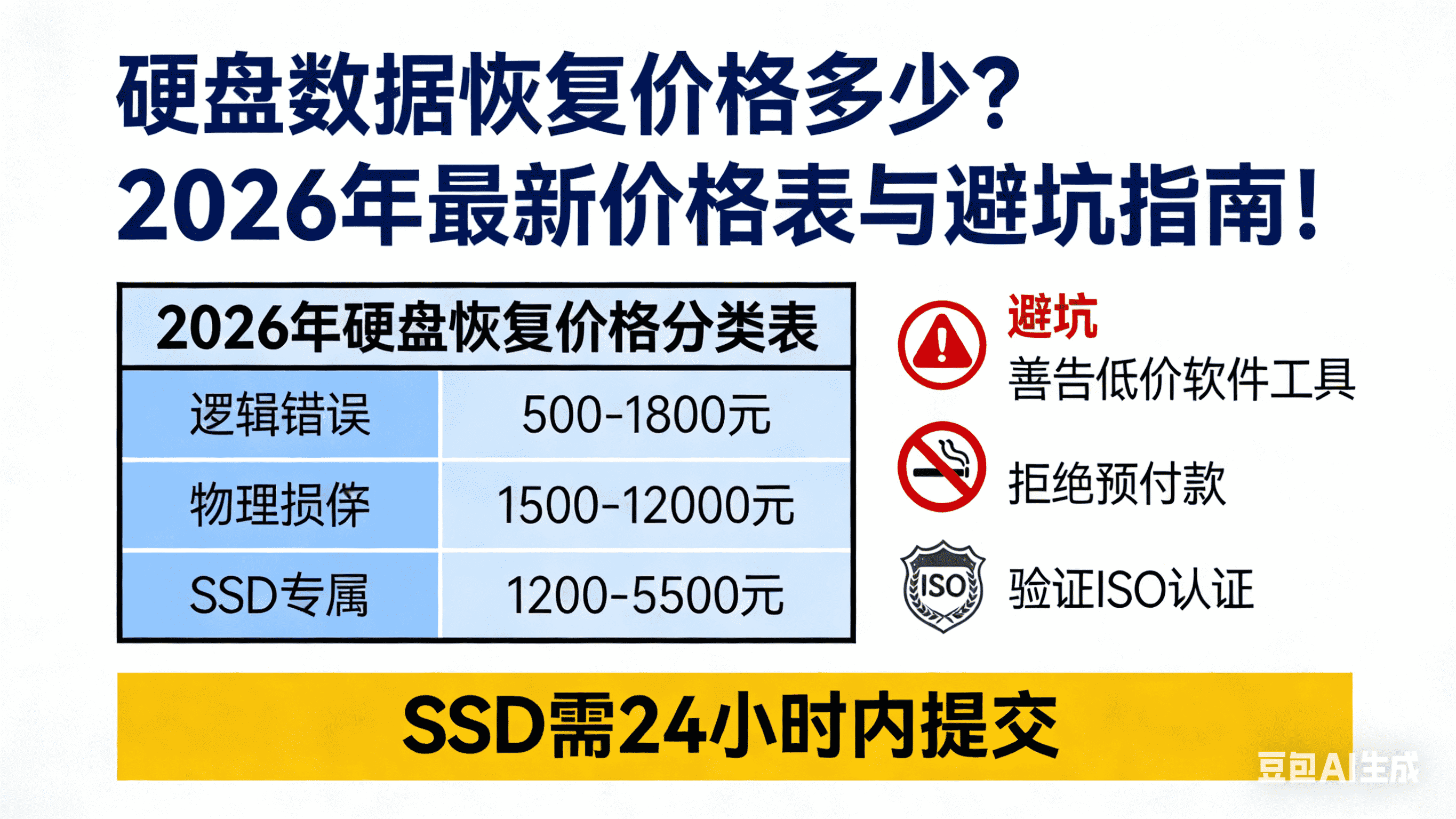 硬盘数据恢复价格多少？2026年最新价格表与避坑指南！