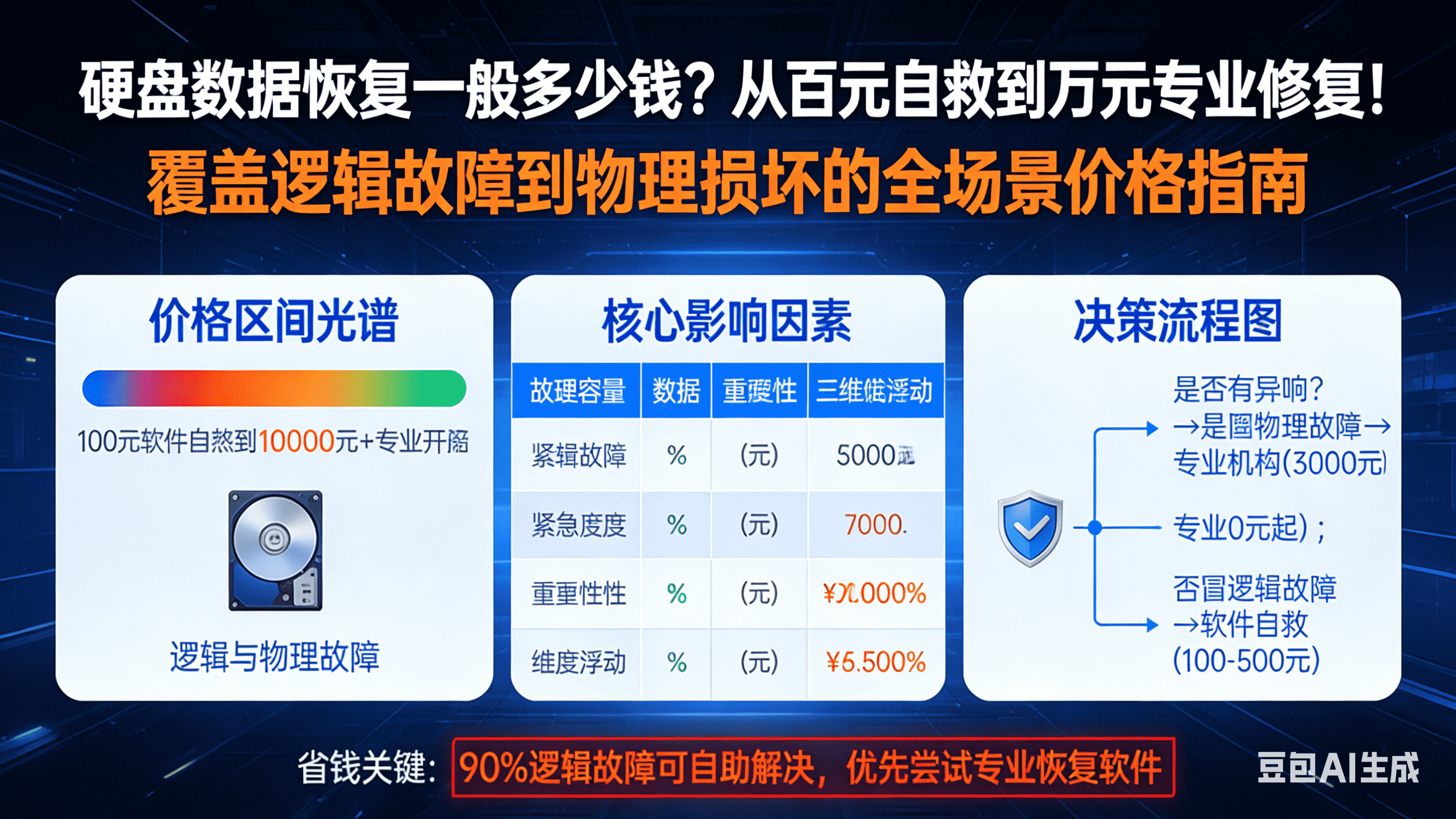 硬盘数据恢复一般多少钱？从百元自救到万元专业修复！