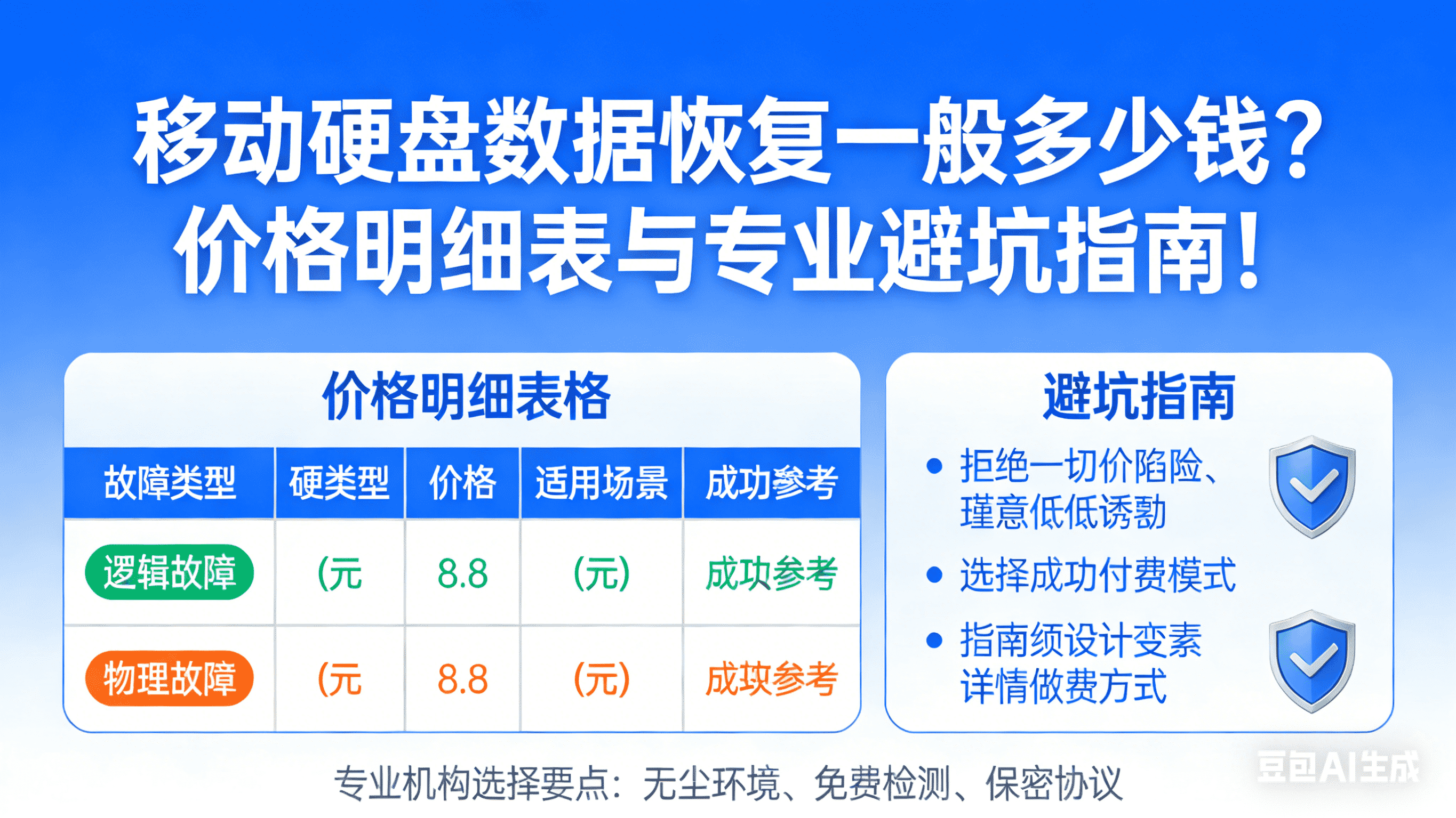 移动硬盘数据恢复一般多少钱？价格明细表与专业避坑指南！