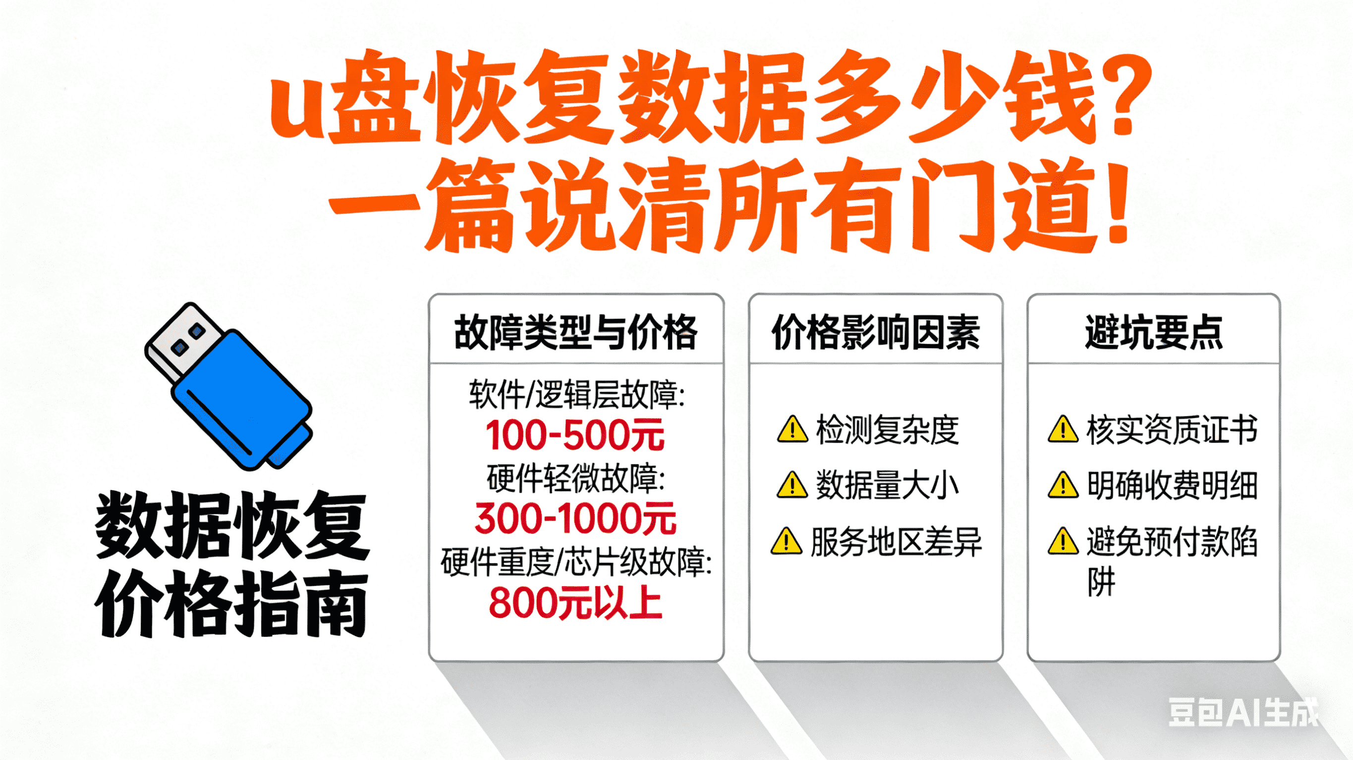 u盘恢复数据多少钱？一篇说清所有门道！