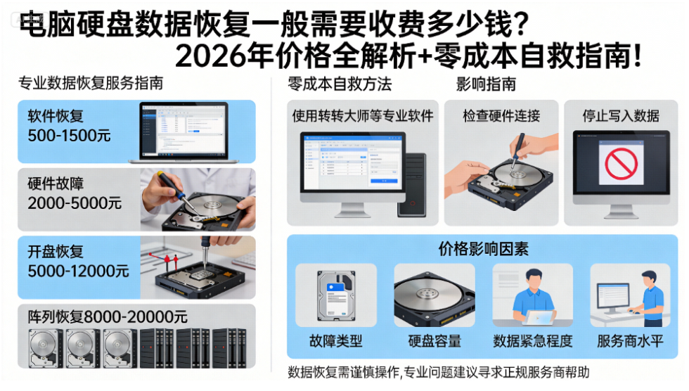 电脑硬盘数据恢复一般需要收费多少钱？2026年价格全解析+零成本自救指南！