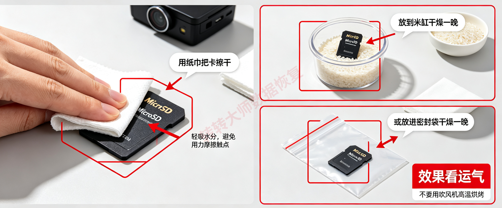 卡不识有异响/摔过——别自己折腾，找专业救援步骤一