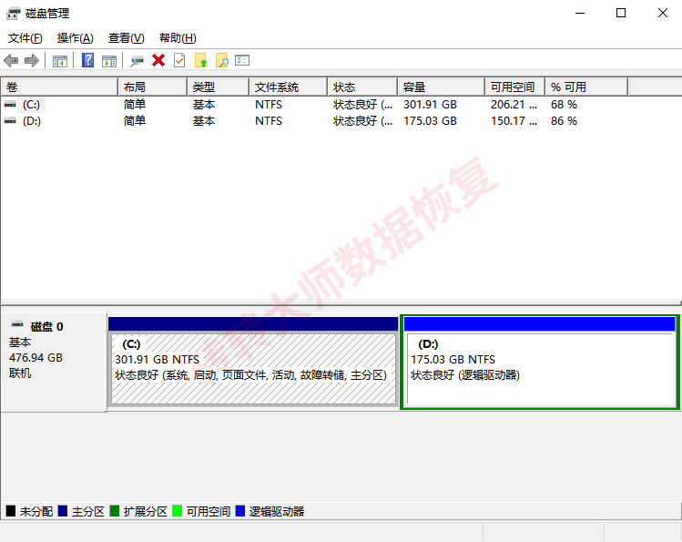 Windows磁盘管理扩展卷步骤二